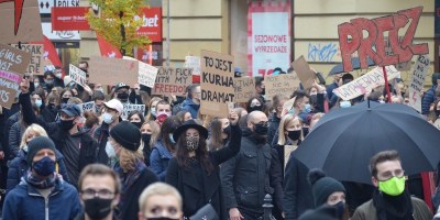 Manifestación en Cracovia, el 25 de octubre de 2020, en defensa del aborto.